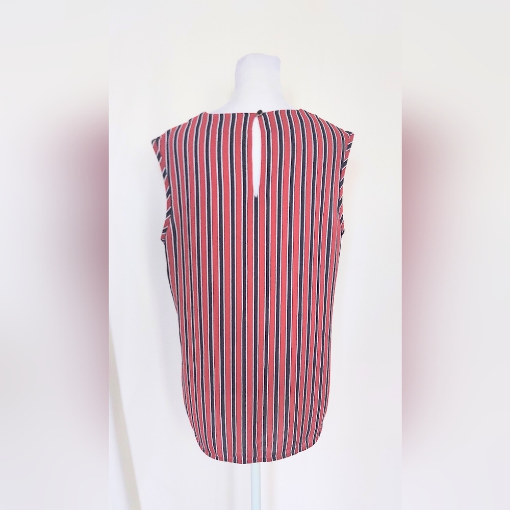 Anne Klein Sleeveless Career Top Size Medium Black Red Stripes - Picture 5 of 9